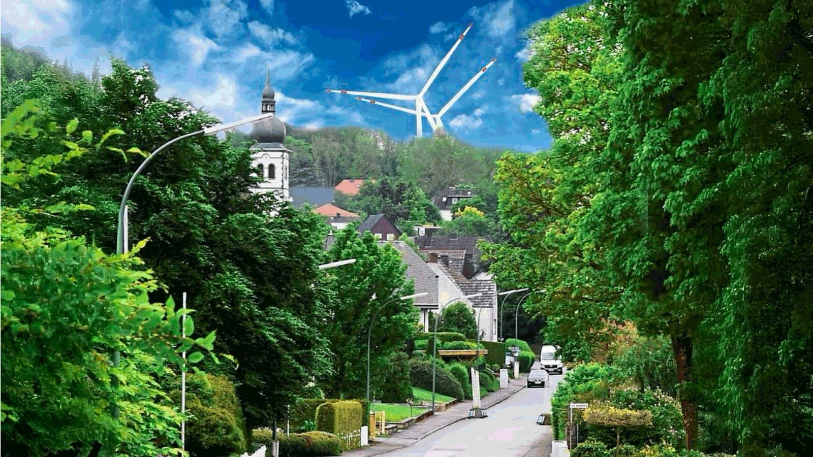 Fotomontage der geplanten Windräder im Alten Feld in Suttrop